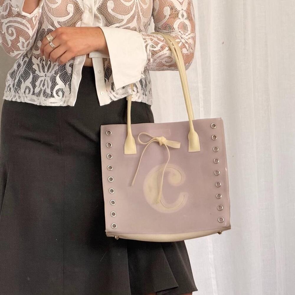 ✿ vintage lavender grommet jelly tote bag ✿